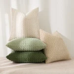 1pc Soft Boho style modern double-sided design pillows cover, Farmhouse Neutral Decorative Home Decor Striped Corduroy Square 5