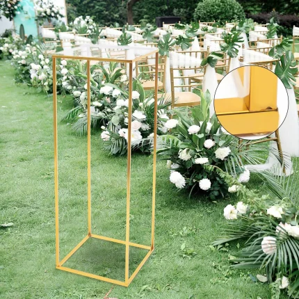 Gold Metal Flower Stand 80cm Tall Elegant Iron Column for Wedding, Party, Home, Garden Decor
