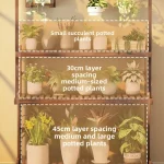 ‌Solid Wood Plant Stand - Mobile Flower Shelf for Balcony & Living Room, Large Pot Holder with Hanging Baskets 5
