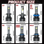 Dualvision 2PCS Car Lights H7 H4 H1 H8 H9 H11 9006 9005 9012 Super Bright LED Headlights High Low Beam Fog Light 6000K White 12V 6
