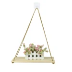 Wooden Wall Shelves Hemp Rope Swing Wall Floating Shelves Hanging Plant Flower Pot Tray for Home Room Garden Outdoor Decoration 4