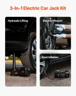 SucceBuy 5T Electric Car Jack Electric Scissor Jack 12V Tire Changer with Electric Impact Wrench & LED Light for Sedan SUV Truck 2