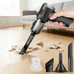 XMSJ Wireless Wet & Dry Car Vacuum Cleaner – included accessories and in-use view