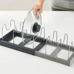 1Pc 7-grid Telescopic Pot Rack,Pans Organizer,Space-saving Cabinet Holder for Pots,Pans and Lids-Keep Your Kitchen Neat and Tidy 4