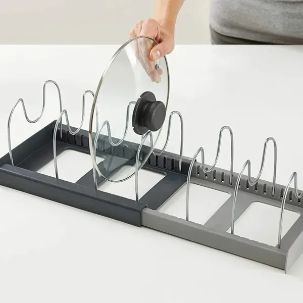 1Pc 7-grid Telescopic Pot Rack,Pans Organizer,Space-saving Cabinet Holder for Pots,Pans and Lids-Keep Your Kitchen Neat and Tidy 4 1Pc 7-grid Telescopic Pot Rack,Pans Organizer,Space-saving Cabinet Holder for Pots,Pans and Lids-Keep Your Kitchen Neat and Tidy 4