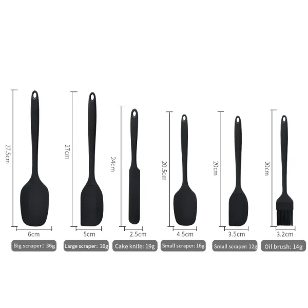 Silicone Kitchenware 6-Piece Set, Cream Scraper, Spatula, Oil Brush, Size Scraper Set Baking Tool, Non-Integrated Hand 6