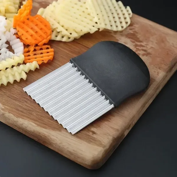 Stainless Steel Potato Chip Slicer Dough Vegetable Fruit Crinkle Wavy Kitchen Knife Cutter Chopper French Fry Maker Tools Gadget 6