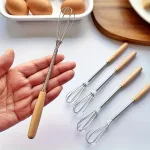 Stainless Steel Mini Egg Beater Wooden Handle Whisk Egg Mixer Baking Baking Set Home Cake Tools Kitchen Accessories