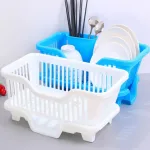 Dish Drying Kitchen Utensils Drainer Rack with Drain Board Countertop Dinnerware Plates Bowls Chopsticks Spoons Organizer