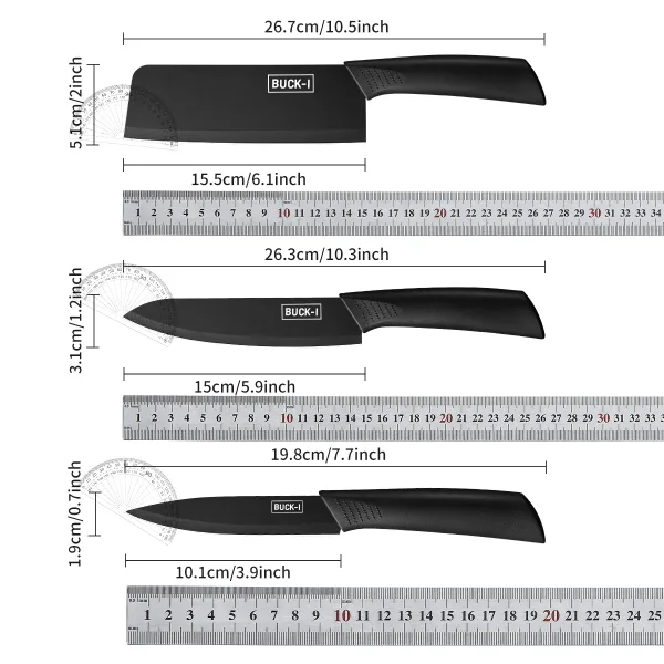 Kitchen knife set, including cleaver, chef's knife, and fruit knife, with knife block, suitable for peeling meat and vegetables 6