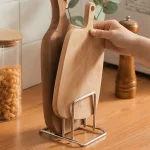 1pc Space-Saving Stainless Steel Pot Lid and Cutting Board Organizer Combo - Heavy-Duty Countertop Rack, kitchen organizer 4
