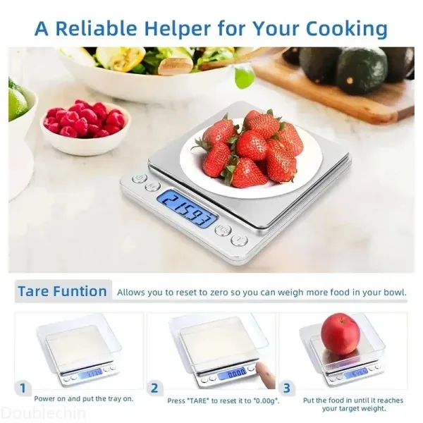 Digital Kitchen Scale Stainless Steel Food Scale with LCD Display for Precise Weighing of Cooking Ingredients Diet 3