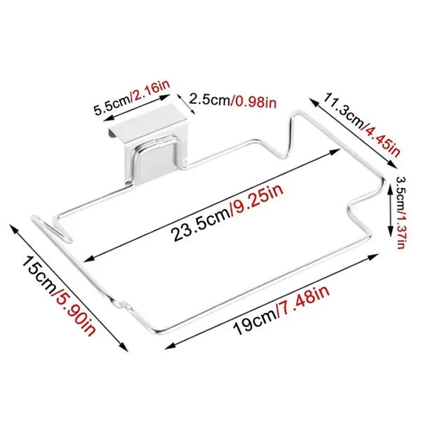 Kitchen Non Perforated Stainless Steel Garbage Rack With Hanging Bracket, Cabinet Door With Cloth And Garbage Bag Storage Rack 2