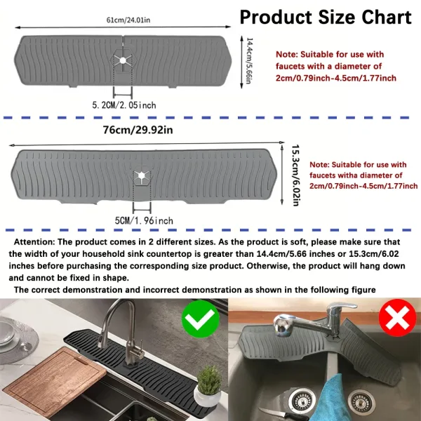 Kitchen Long Silicone Sink Faucet Mat Splash Guard for Absorbent Sink Countertop Protectors Mat Kitchen Gadgets 6