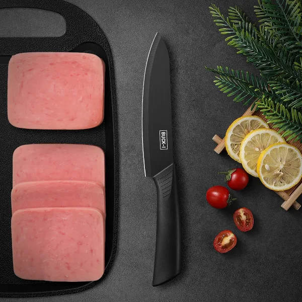 Kitchen knife set, including cleaver, chef's knife, and fruit knife, with knife block, suitable for peeling meat and vegetables 3