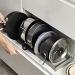 1Pc 7-grid Telescopic Pot Rack,Pans Organizer,Space-saving Cabinet Holder for Pots,Pans and Lids-Keep Your Kitchen Neat and Tidy 5