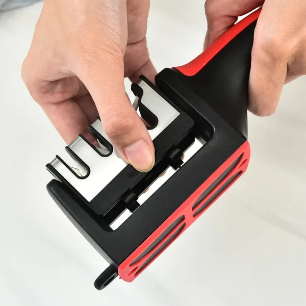 Kitchen 4Segment Knife Sharpener Household Multi-Functional Hand-Held Three-Purpose Black Sharpening Stone 4
