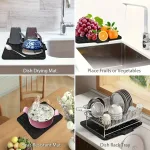 Kitchen Silicone Drain Mat with Built-in Drainage Design, Easy to Clean, Suitable for Countertops, Sinks, Refrigerators 3