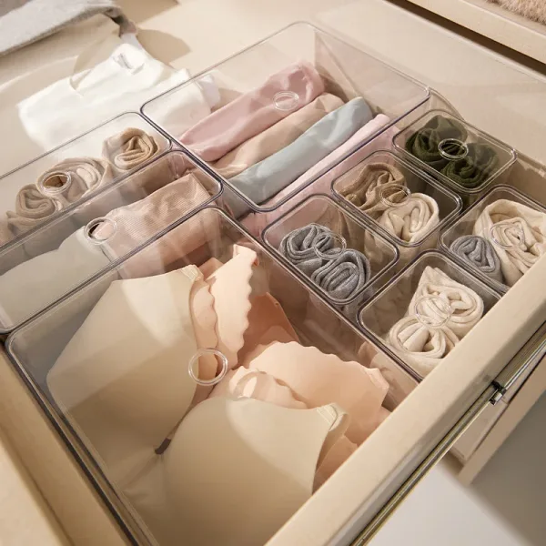 Clear Drawer Organizer Sets Acrylic Box Plastic Storage Box Stationery Makeup Organizer Boxes Transparent Storage Box Bins 5