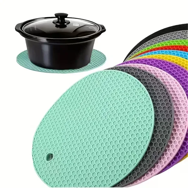 4 Round Kitchen Trivets, Reusable Heatproof Mat for Table Protection Under Hot Cookware & Dishes 4 Round Kitchen Trivets, Reusable Heatproof Mat for Table Protection Under Hot Cookware & Dishes