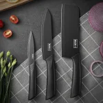 Kitchen knife set, including cleaver, chef's knife, and fruit knife, with knife block, suitable for peeling meat and vegetables 4