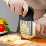 Stainless Steel Potato Chip Slicer Dough Vegetable Fruit Crinkle Wavy Kitchen Knife Cutter Chopper French Fry Maker Tools Gadget 3