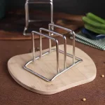 1pc Space-Saving Stainless Steel Pot Lid and Cutting Board Organizer Combo - Heavy-Duty Countertop Rack, kitchen organizer 5