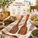 Wooden Cooking Spatula Set - Natural Wooden for Baking, Flipping, Stirring, Non-Scratch Nonstick Pan Safe, Kitchen Tool 1/2 PCS 5
