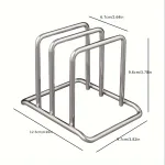 1pc Space-Saving Stainless Steel Pot Lid and Cutting Board Organizer Combo - Heavy-Duty Countertop Rack, kitchen organizer 2