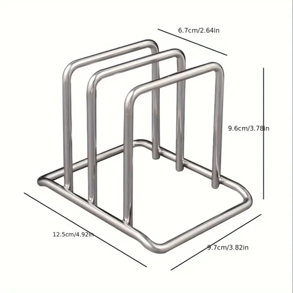 1pc Space-Saving Stainless Steel Pot Lid and Cutting Board Organizer Combo - Heavy-Duty Countertop Rack, kitchen organizer 2