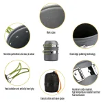 Camping Cookware Mess Kit Ultralight Camping Pot Set Outdoor Cooking Tableware for Hiking Trekking Picnic Fishing Mountaineering 3
