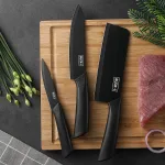 Kitchen knife set, including cleaver, chef's knife, and fruit knife, with knife block, suitable for peeling meat and vegetables 5
