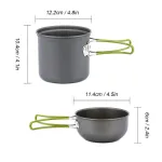 Camping Cookware Mess Kit Ultralight Camping Pot Set Outdoor Cooking Tableware for Hiking Trekking Picnic Fishing Mountaineering 2