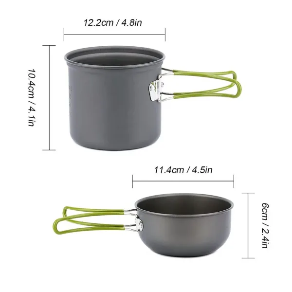 Camping Cookware Mess Kit Ultralight Camping Pot Set Outdoor Cooking Tableware for Hiking Trekking Picnic Fishing Mountaineering 2