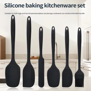 Silicone Kitchenware 6-Piece Set, Cream Scraper, Spatula, Oil Brush, Size Scraper Set Baking Tool, Non-Integrated Hand