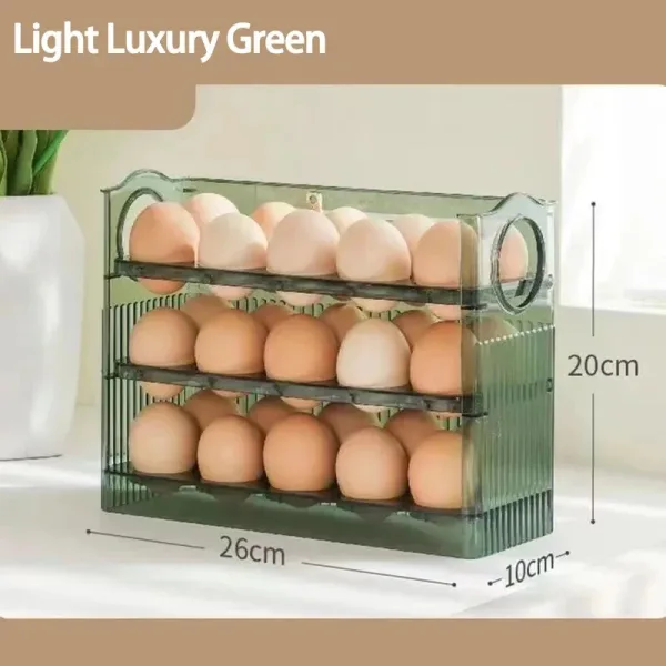 Kitchen Large Capacity Egg Fridge Storage Box - Portable Multi-Layer Egg Tray Organizer, Auto Opening/Closing Egg Holder 6