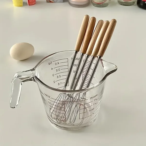 Stainless Steel Mini Egg Beater Wooden Handle Whisk Egg Mixer Baking Baking Set Home Cake Tools Kitchen Accessories 3