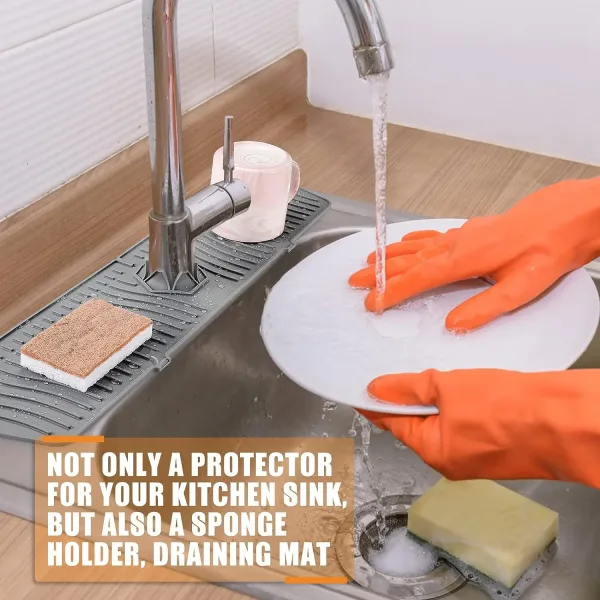 Kitchen Long Silicone Sink Faucet Mat Splash Guard for Absorbent Sink Countertop Protectors Mat Kitchen Gadgets 4