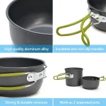 Camping Cookware Mess Kit Ultralight Camping Pot Set Outdoor Cooking Tableware for Hiking Trekking Picnic Fishing Mountaineering 5