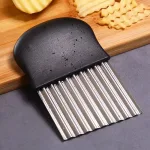Stainless Steel Potato Chip Slicer Dough Vegetable Fruit Crinkle Wavy Kitchen Knife Cutter Chopper French Fry Maker Tools Gadget 5