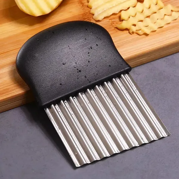 Stainless Steel Potato Chip Slicer Dough Vegetable Fruit Crinkle Wavy Kitchen Knife Cutter Chopper French Fry Maker Tools Gadget 5