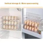Kitchen Large Capacity Egg Fridge Storage Box - Portable Multi-Layer Egg Tray Organizer, Auto Opening/Closing Egg Holder 4