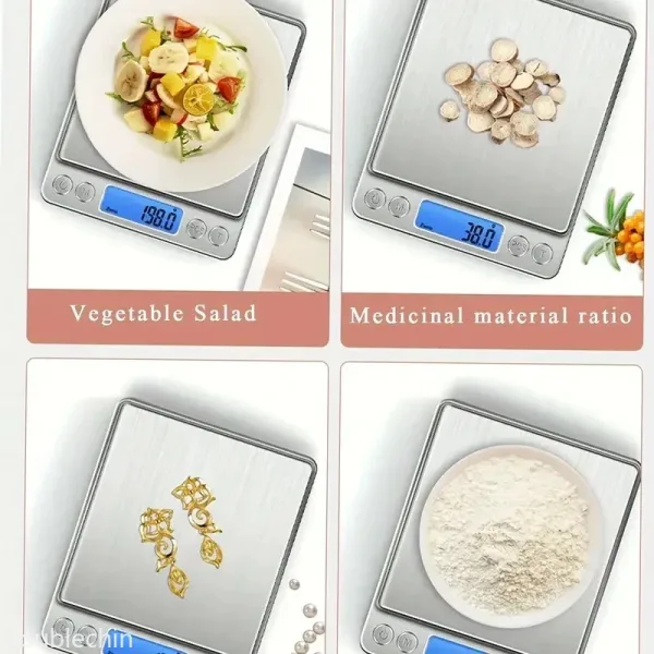 Digital Kitchen Scale Stainless Steel Food Scale with LCD Display for Precise Weighing of Cooking Ingredients Diet 2