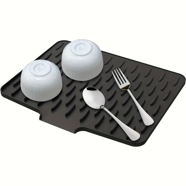 Kitchen Silicone Drain Mat with Built-in Drainage Design, Easy to Clean, Suitable for Countertops, Sinks, Refrigerators 5