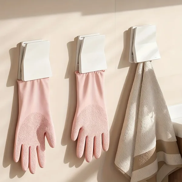 Kitchen Rubber Glove Holder Dishwashing Gloves Hook Rag Towel Clip Organizer Household Cleaning Hanger Rack Accessories 2