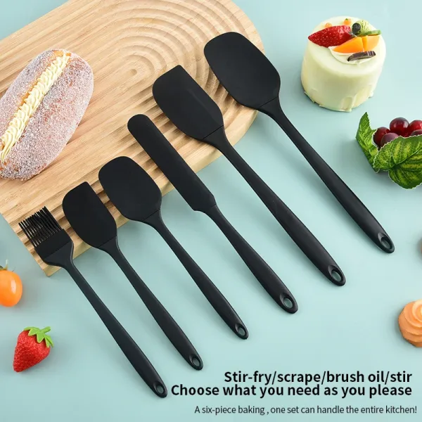 Silicone Kitchenware 6-Piece Set, Cream Scraper, Spatula, Oil Brush, Size Scraper Set Baking Tool, Non-Integrated Hand 5