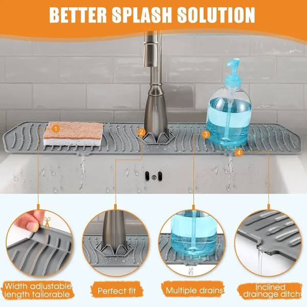 Kitchen Long Silicone Sink Faucet Mat Splash Guard for Absorbent Sink Countertop Protectors Mat Kitchen Gadgets 3