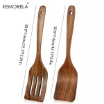 Wooden Cooking Spatula Set - Natural Wooden for Baking, Flipping, Stirring, Non-Scratch Nonstick Pan Safe, Kitchen Tool 1/2 PCS 6