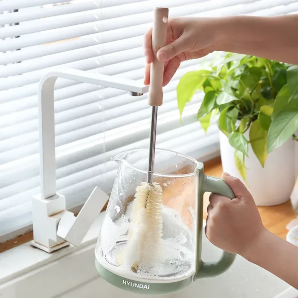 Kitchen Cleaning Tools Drink Bottles Glass Scrubbers Cleaning Brush Wooden Bottle Cleaning Brush with Long Handle 2