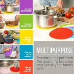 4 Round Kitchen Trivets, Reusable Heatproof Mat for Table Protection Under Hot Cookware & Dishes 3